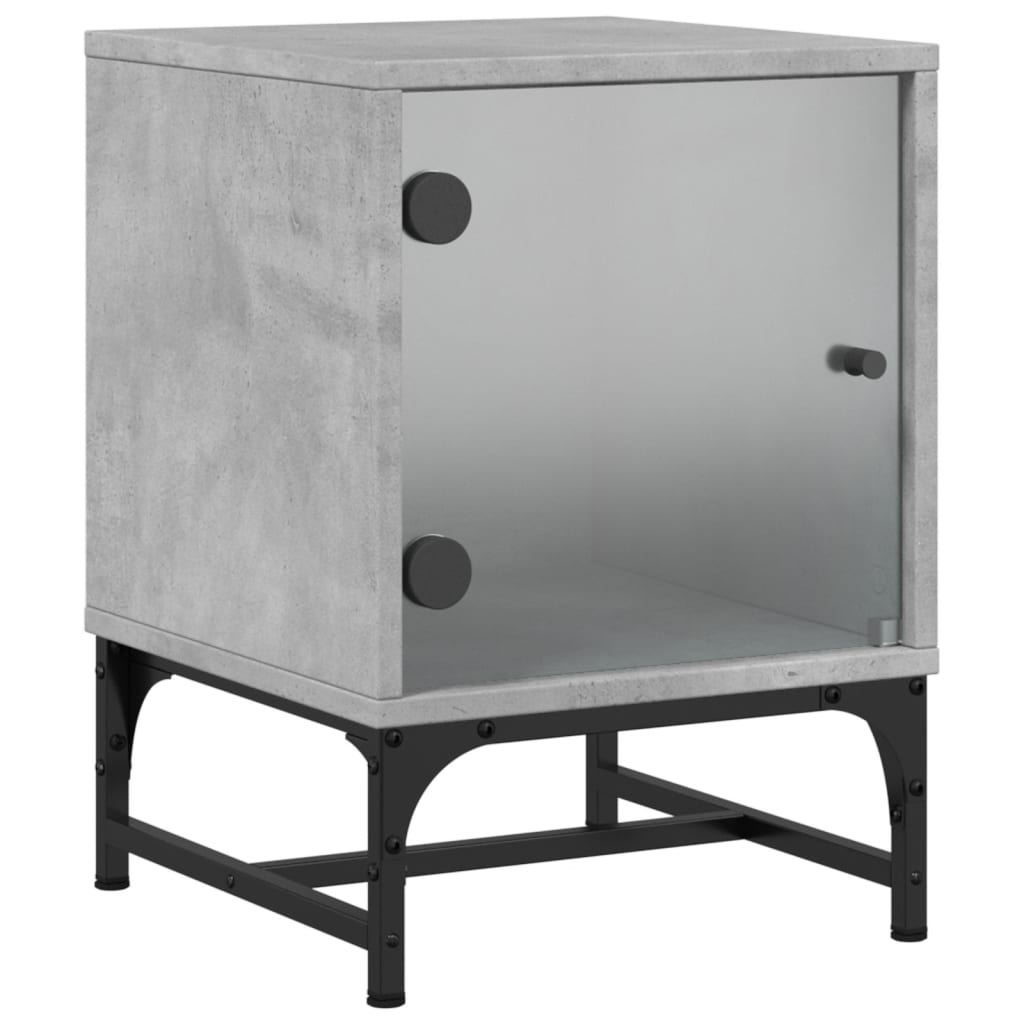 sengeborde 2 stk. med glaslåger 35x37x50 cm betongrå