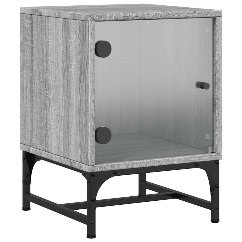 sengebord med glaslåger 35x37x50 cm grå sonoma-eg