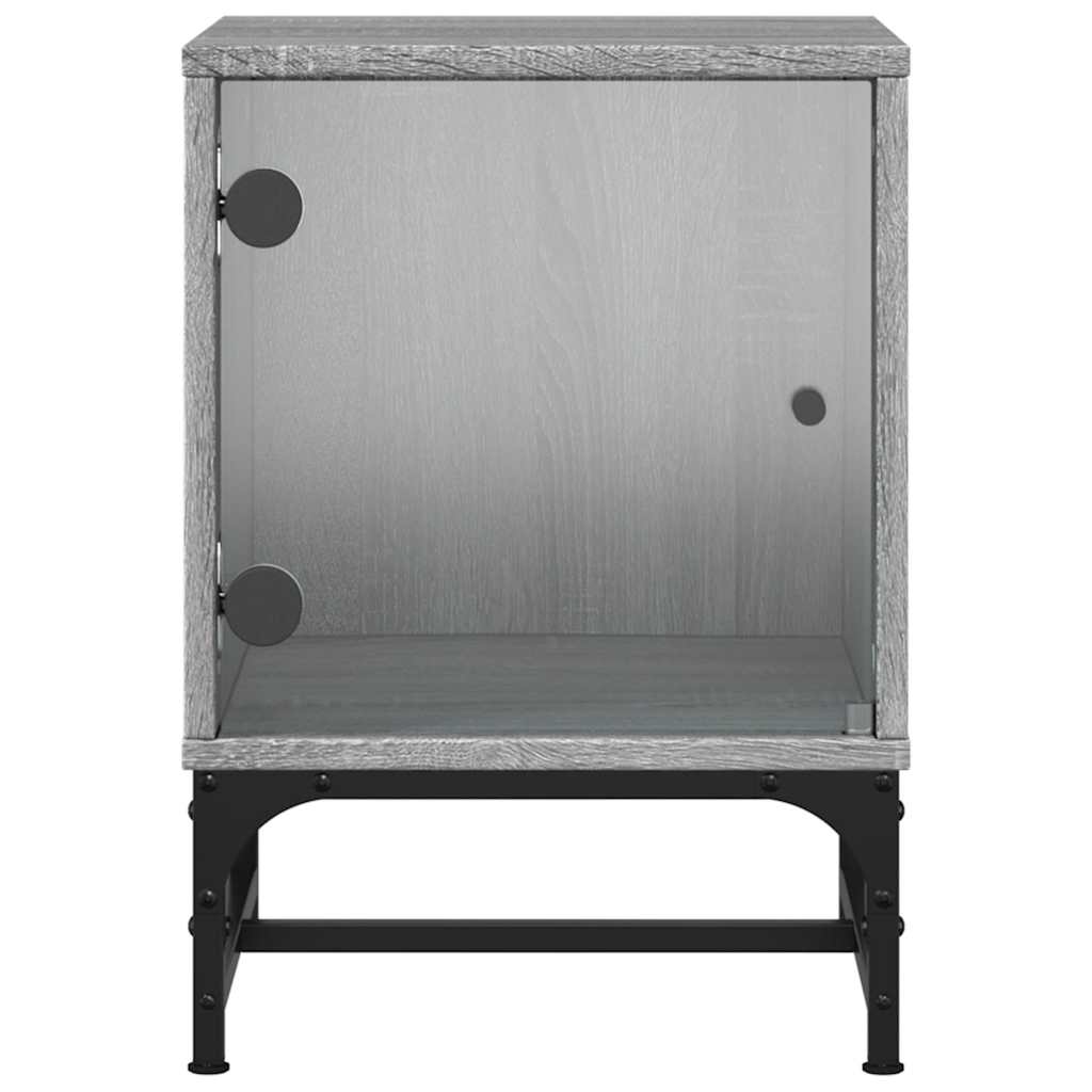 sengebord med glaslåger 35x37x50 cm grå sonoma-eg