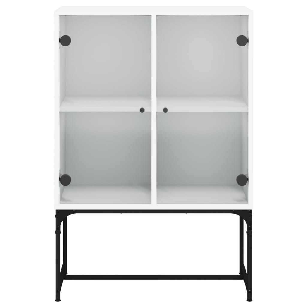 skab med glaslåger 69x37x100 cm hvid