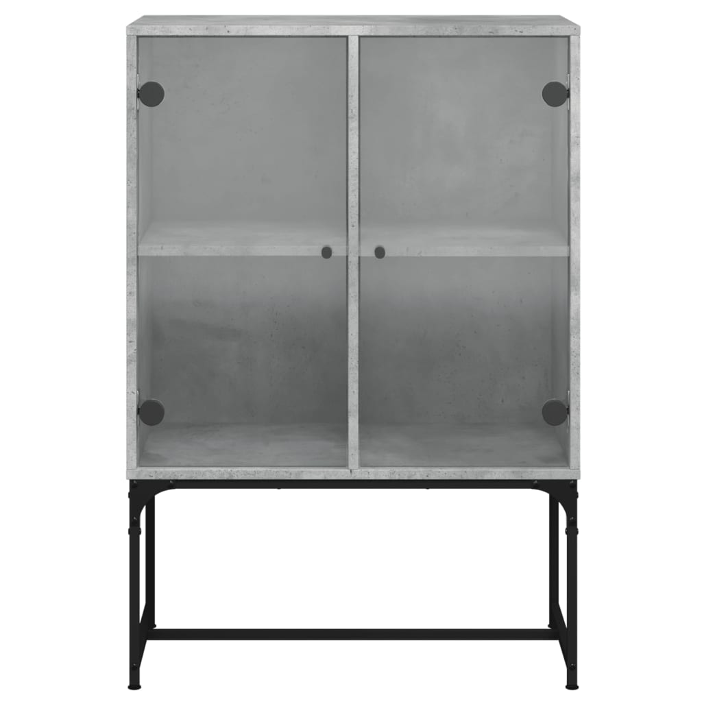 skab med glaslåger 69x37x100 cm betongrå