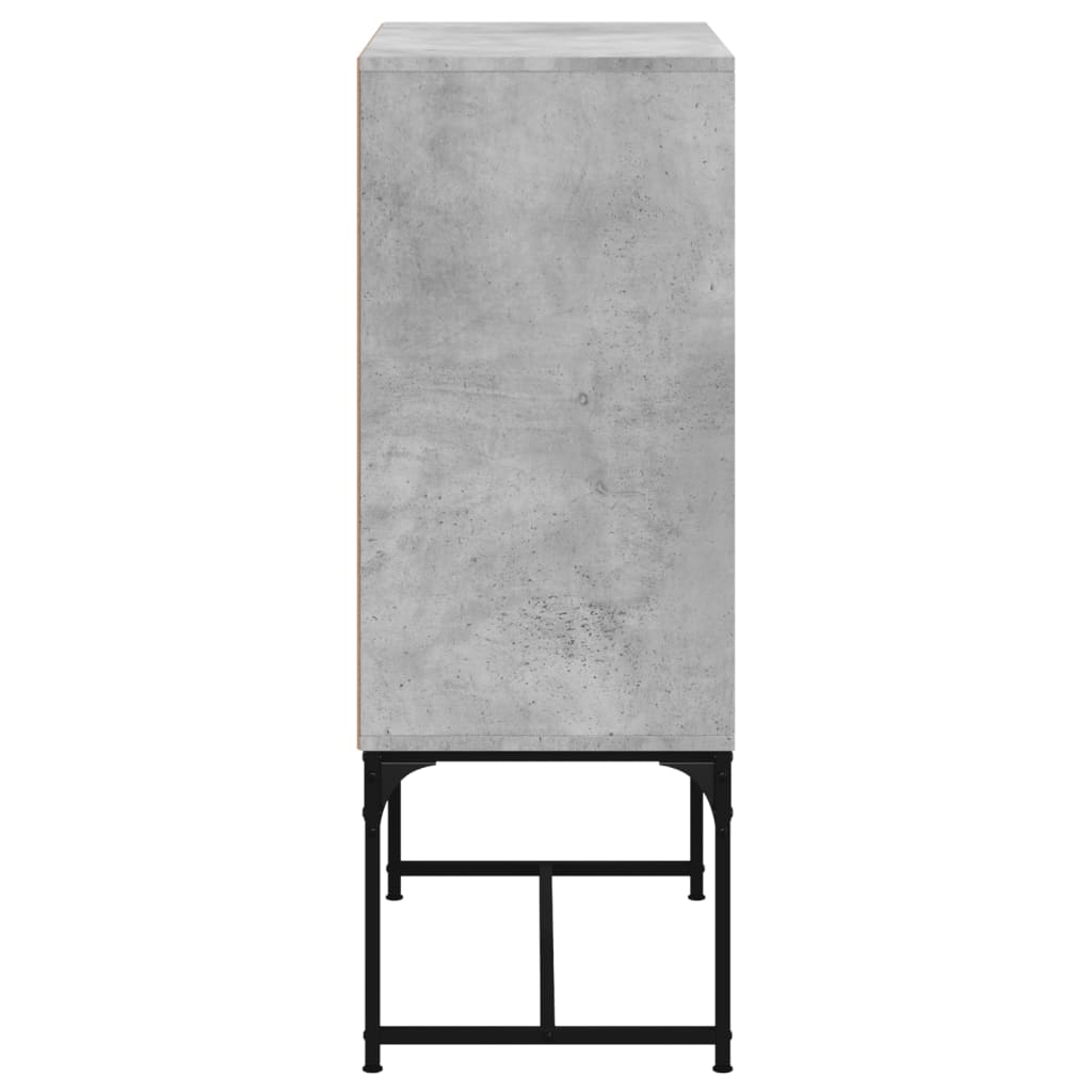 skab med glaslåger 69x37x100 cm betongrå