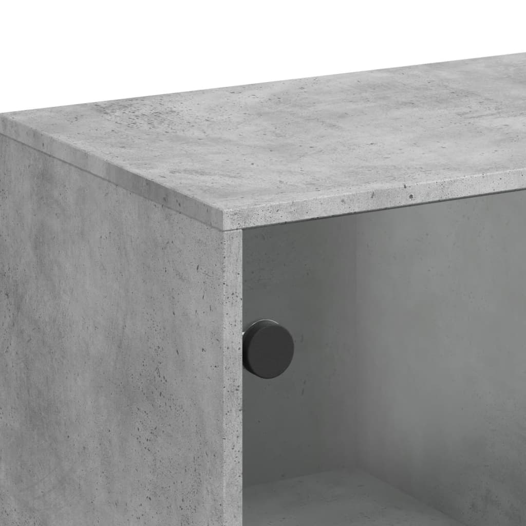 skab med glaslåger 69x37x100 cm betongrå