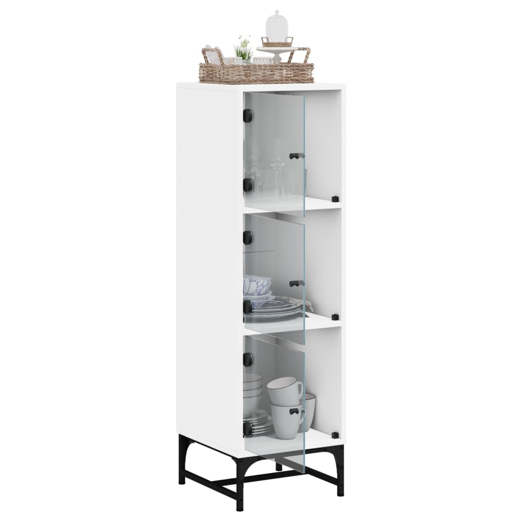 skab med glaslåger 35x37x120 cm hvid