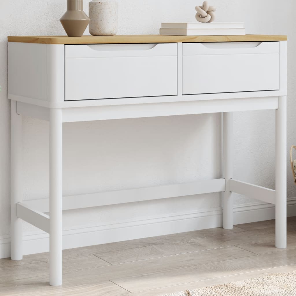 konsolbord BODO 89,5x36,5x73 cm massivt fyrretræ hvid