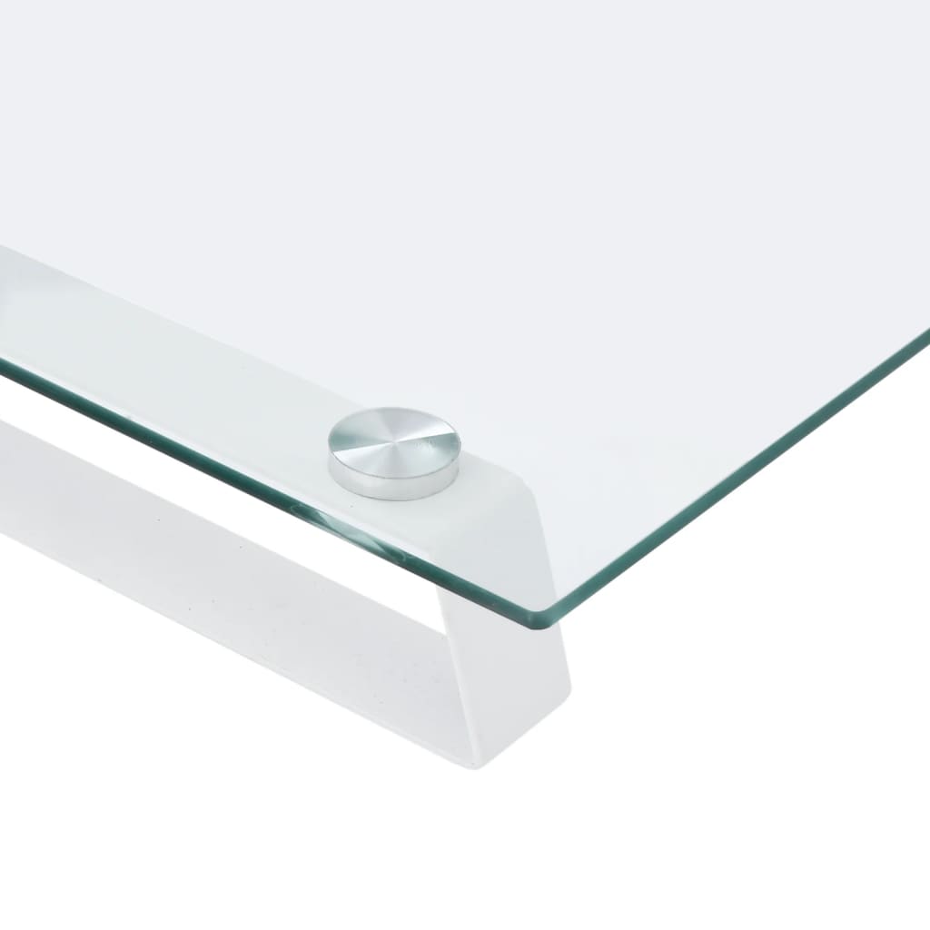skærmstander 100x20x8 cm hærdet glas og metal hvid