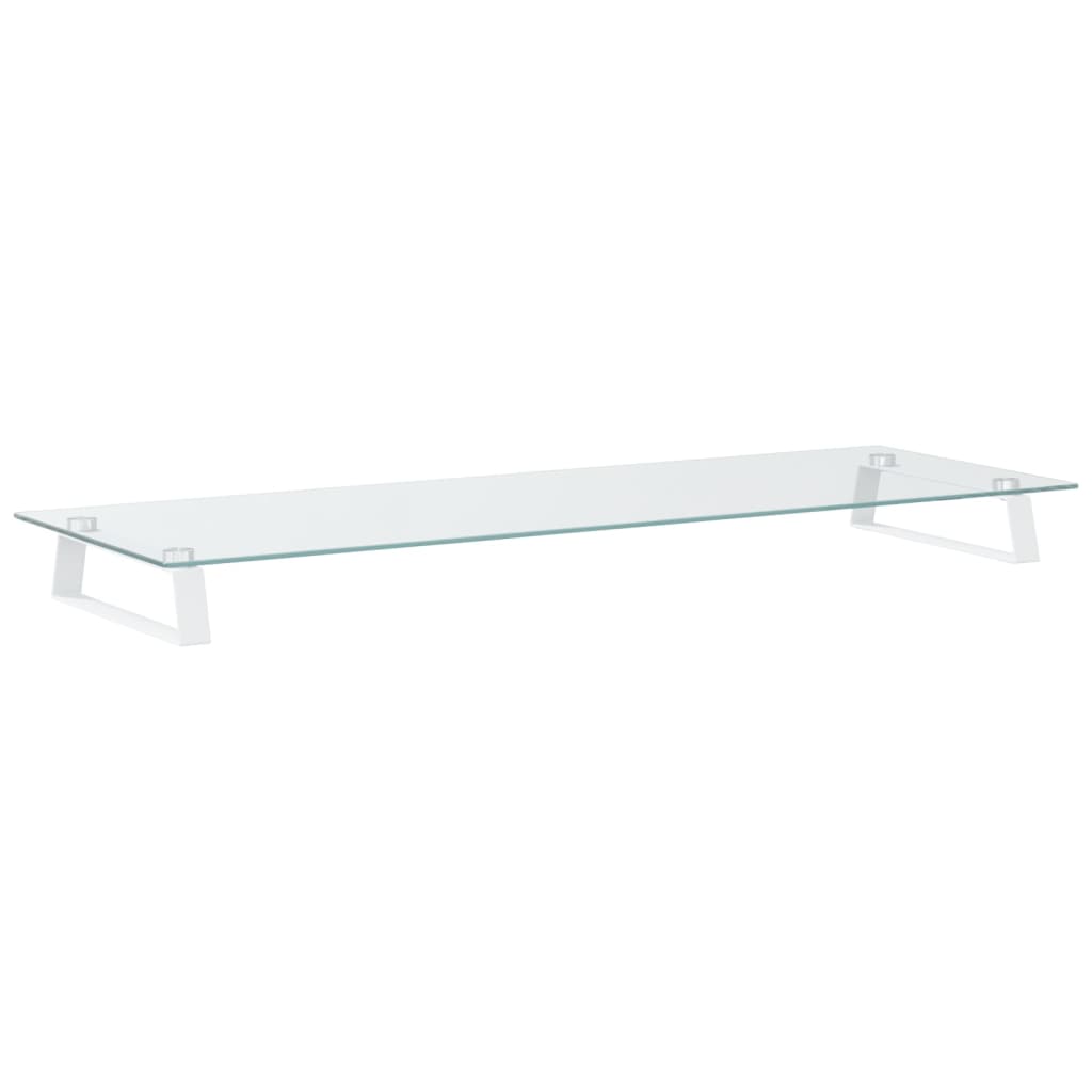 skærmstander 100x35x8 cm hærdet glas og metal hvid