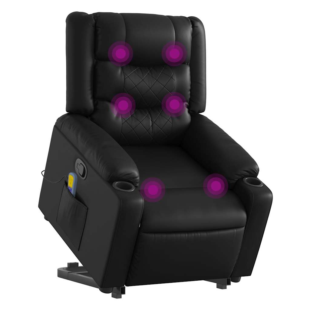 løftestol med massagefunktion kunstlæder sort