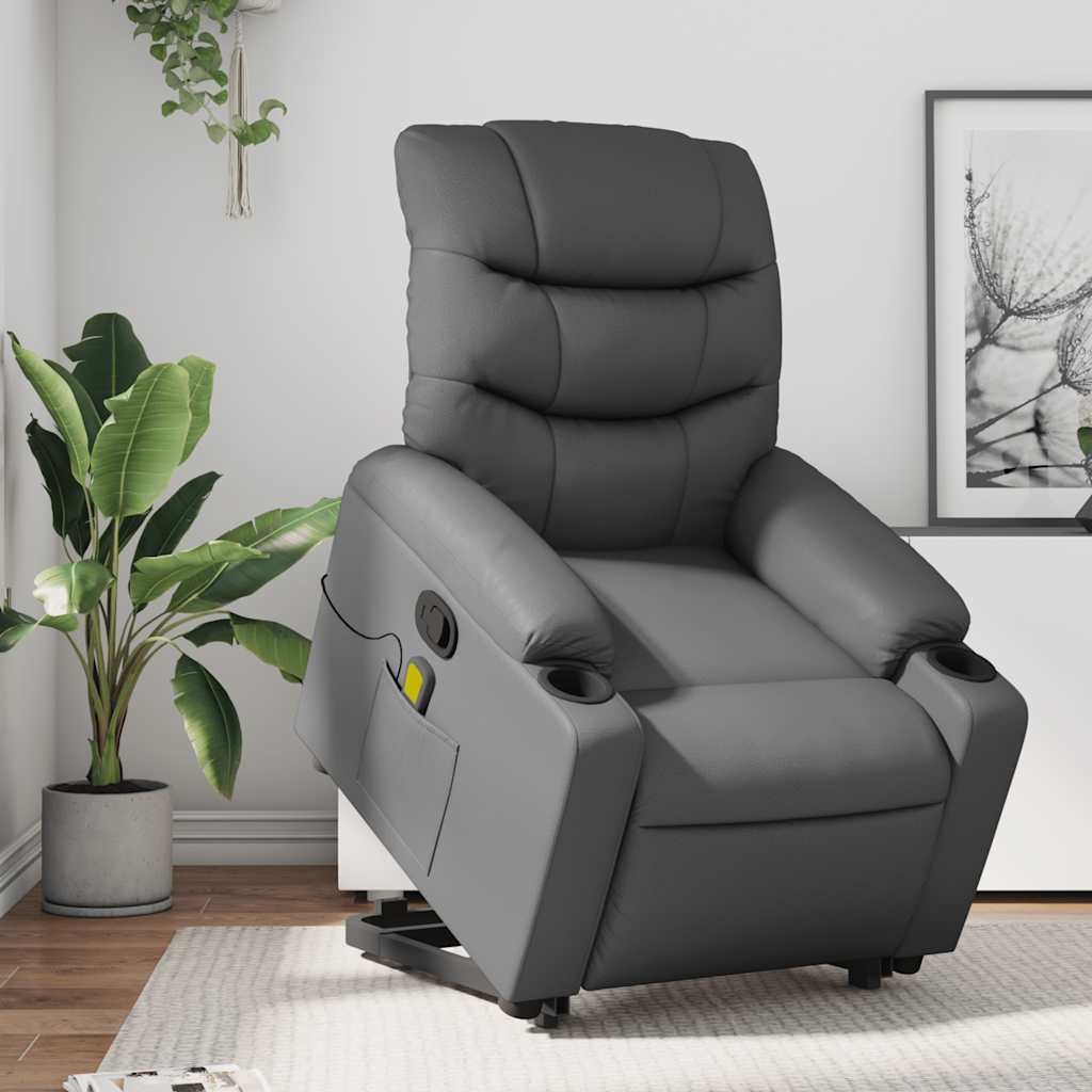 løftestol med massagefunktion kunstlæder grå