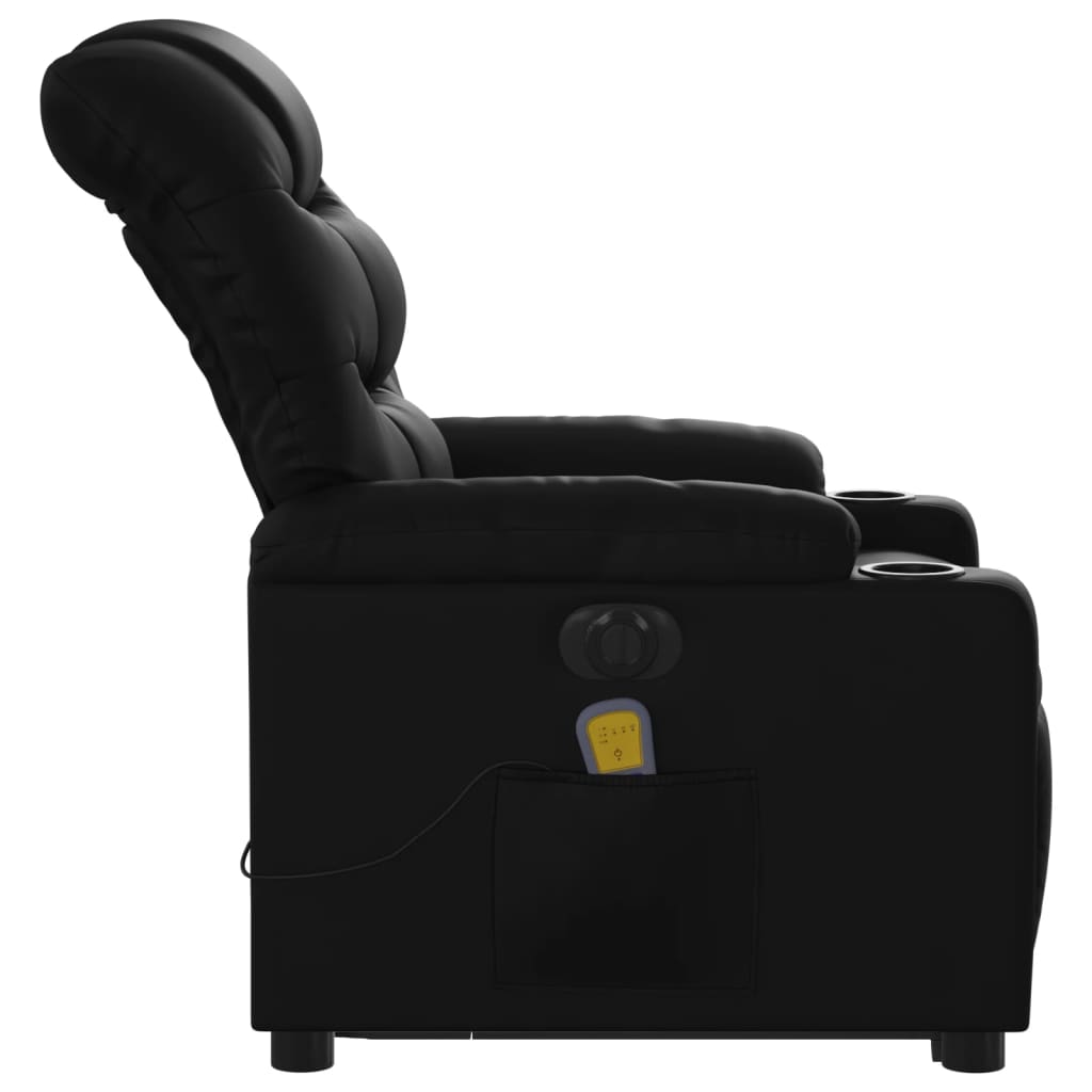 massagestol med løftefunktion kunstlæder sort