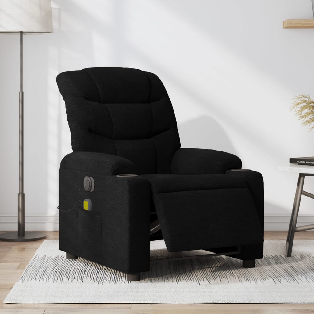 eldrevet massagestol stof sort