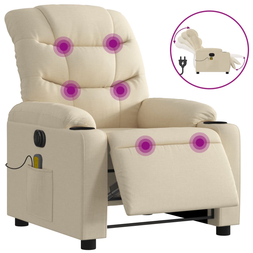 eldrevet massagestol stof cremefarvet