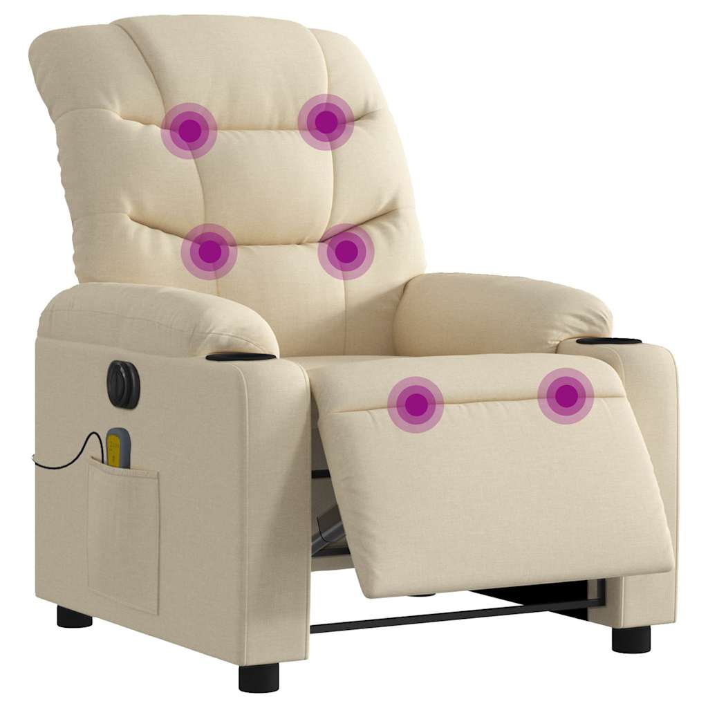 eldrevet massagestol stof cremefarvet
