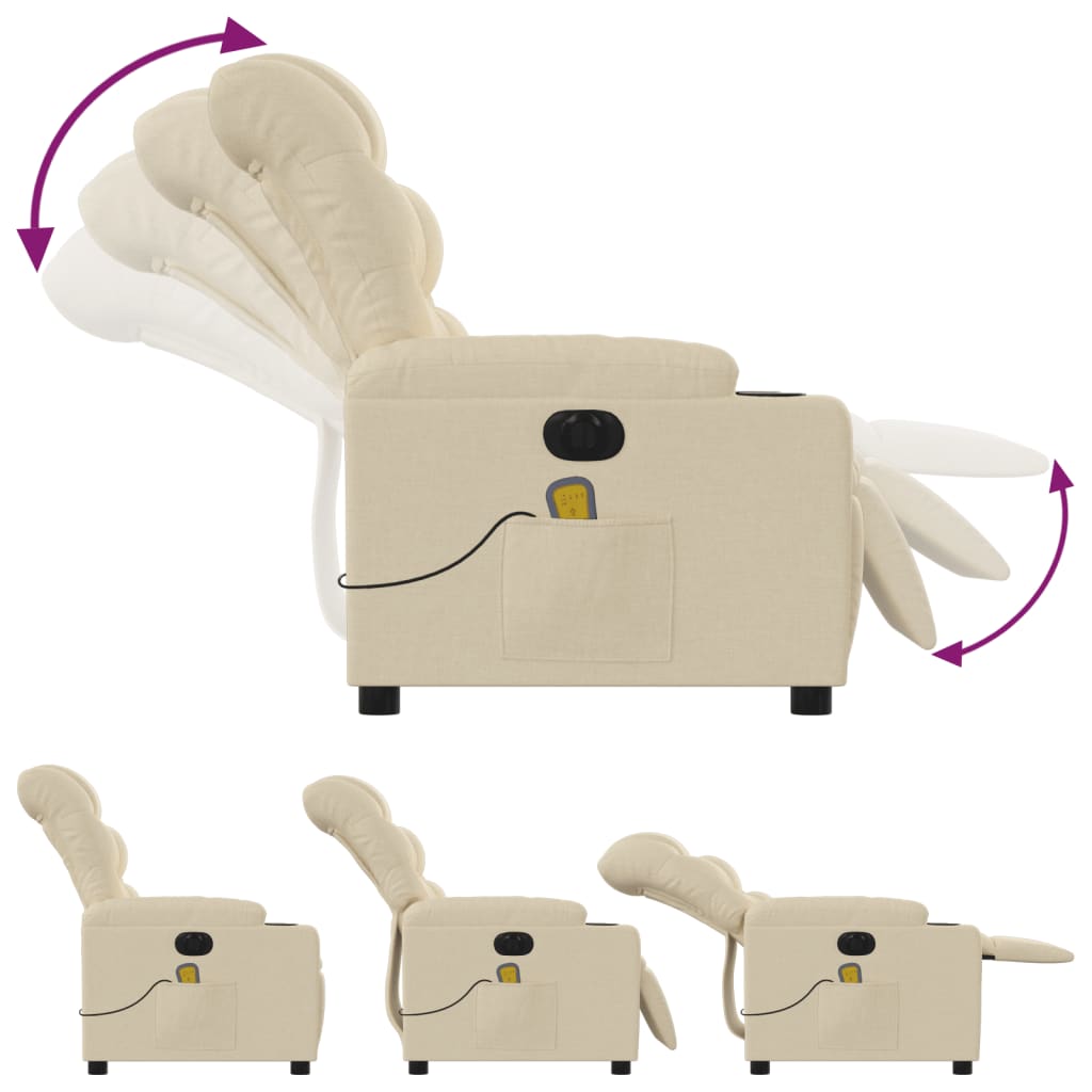 eldrevet massagestol stof cremefarvet