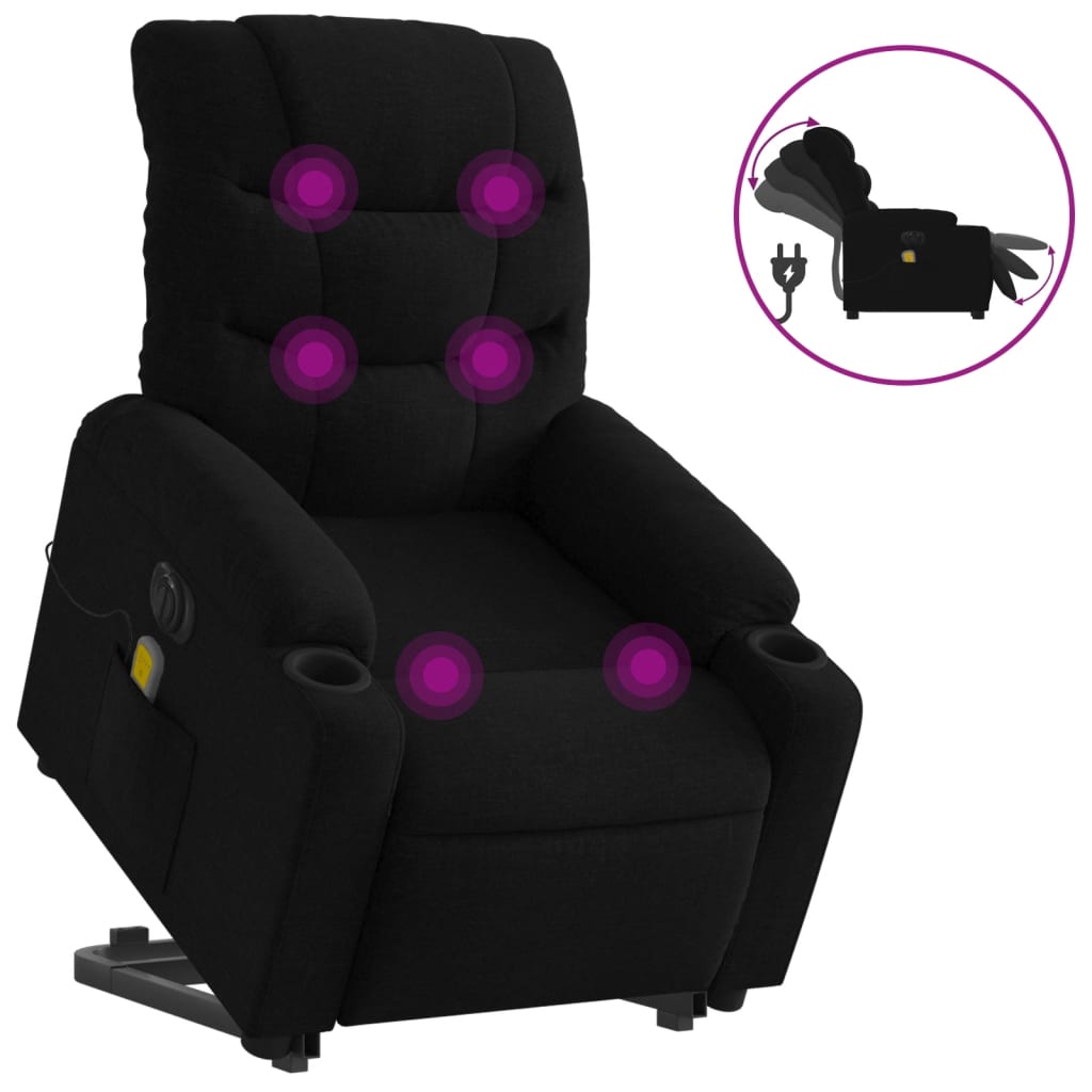 elektrisk massagestol med løftefunktion stof sort
