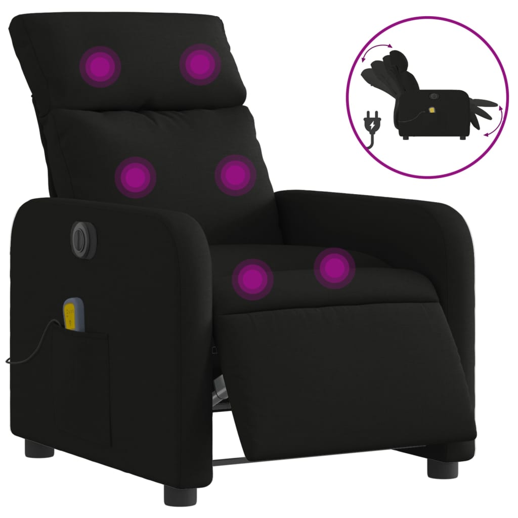 eldrevet massagestol stof sort