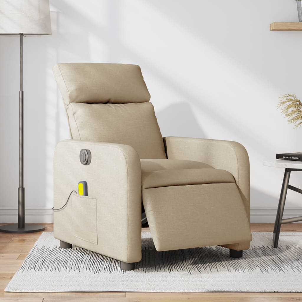 eldrevet massagestol stof cremefarvet