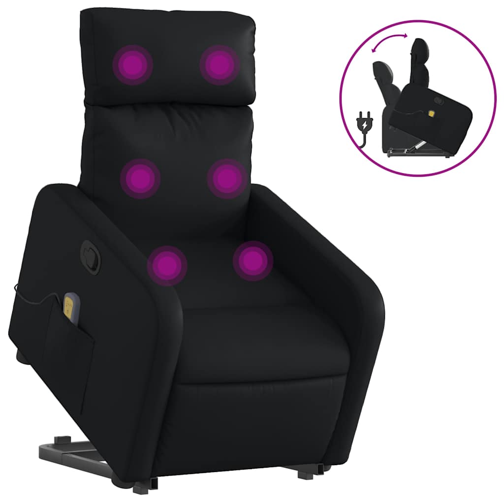 løftestol med massagefunktion kunstlæder sort