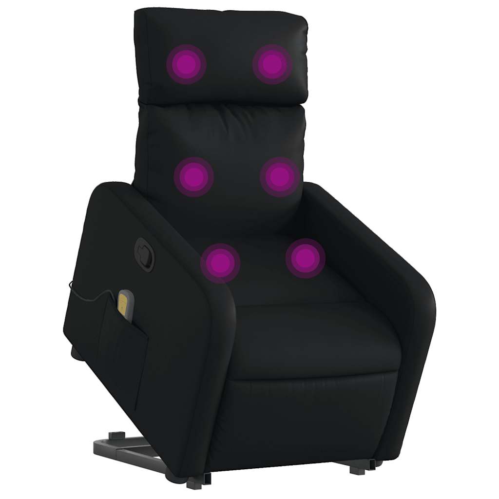 løftestol med massagefunktion kunstlæder sort