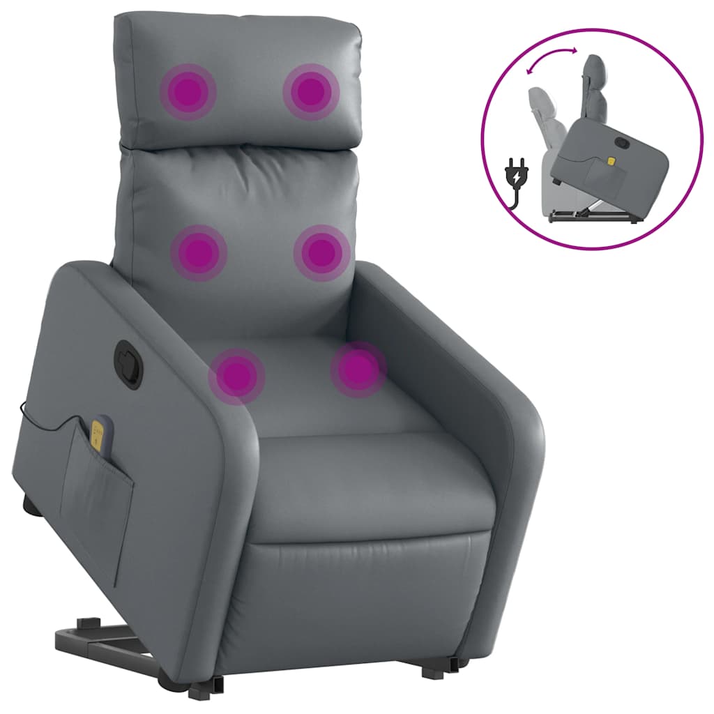 løftestol med massagefunktion kunstlæder grå
