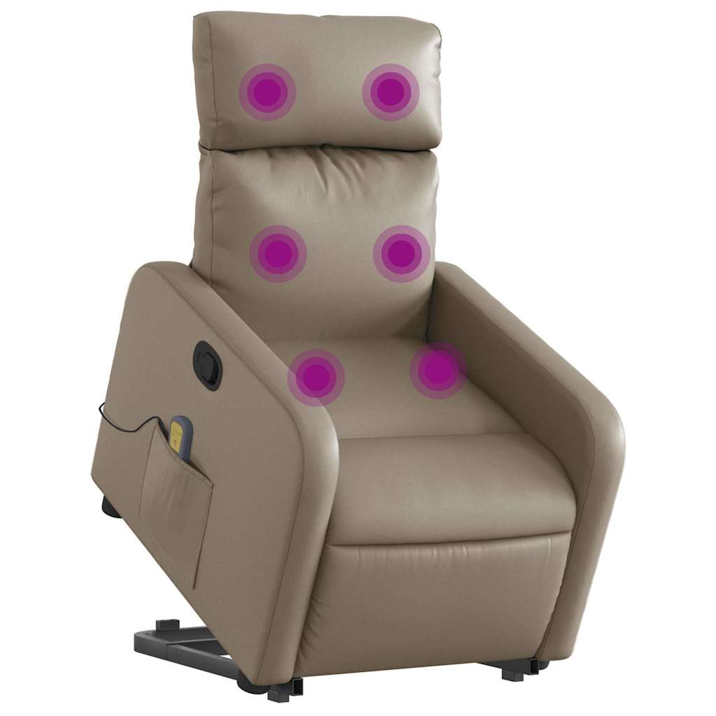 løftestol med massagefunktion kunstlæder cappuccino