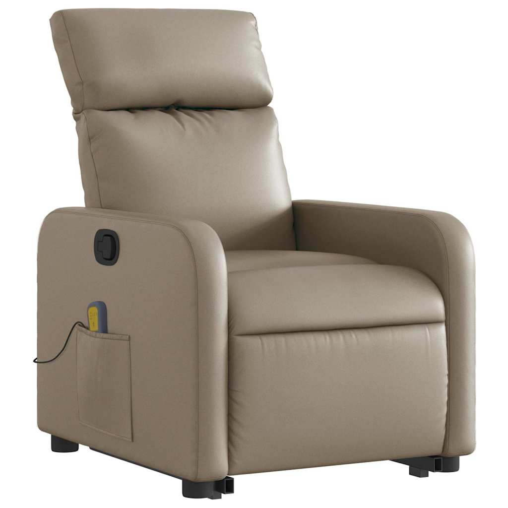løftestol med massagefunktion kunstlæder cappuccino