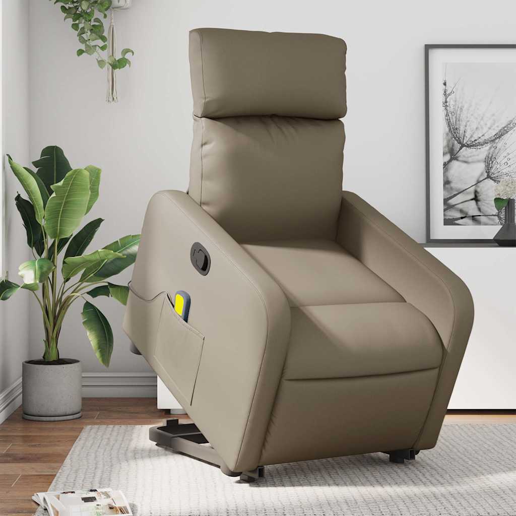 løftestol med massagefunktion kunstlæder cappuccino