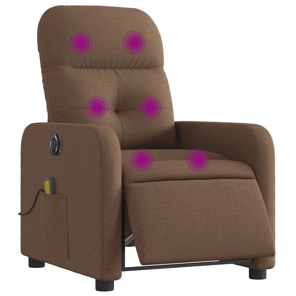 eldrevet massagestol stof brun