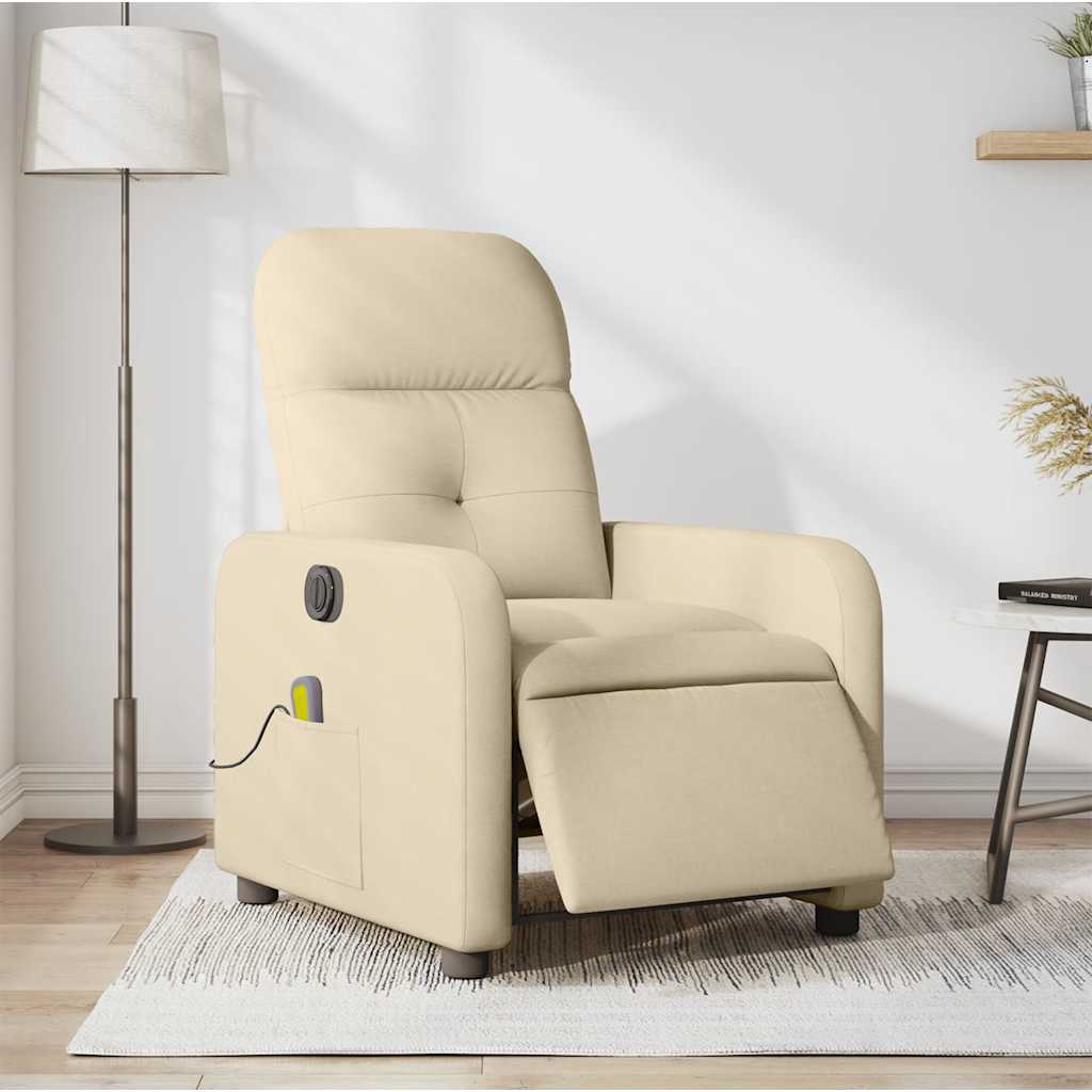 eldrevet massagestol stof cremefarvet