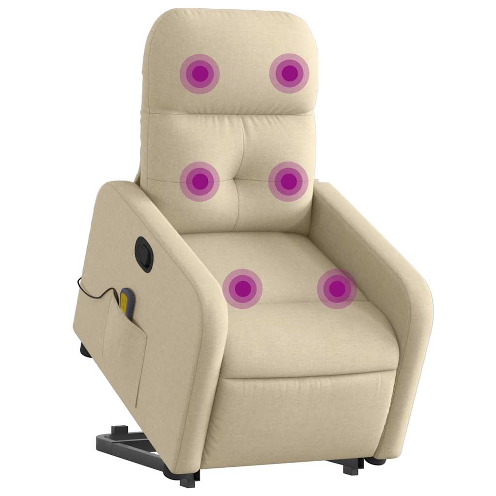 løftestol med massagefunktion stof cremefarvet