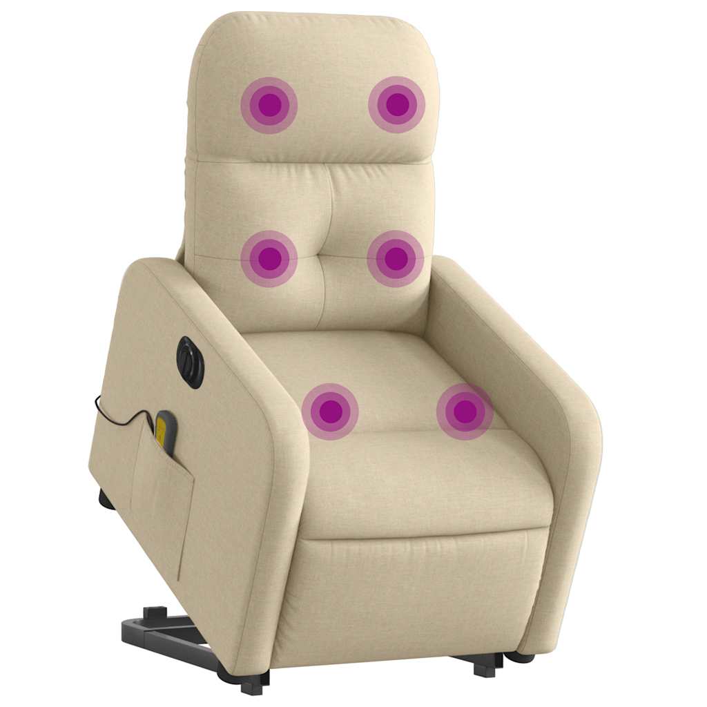 elektrisk massagestol med løftefunktion cremefarvet