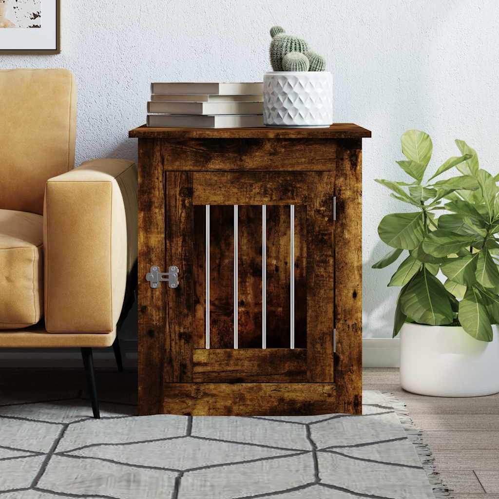 hundebur 55x75x65 cm konstrueret træ røget egetræsfarve