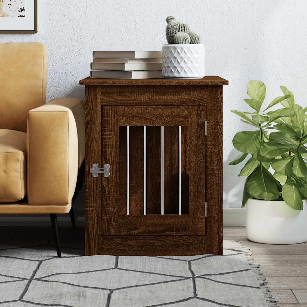 hundebur 55x75x65 cm konstrueret træ brun egetræsfarve