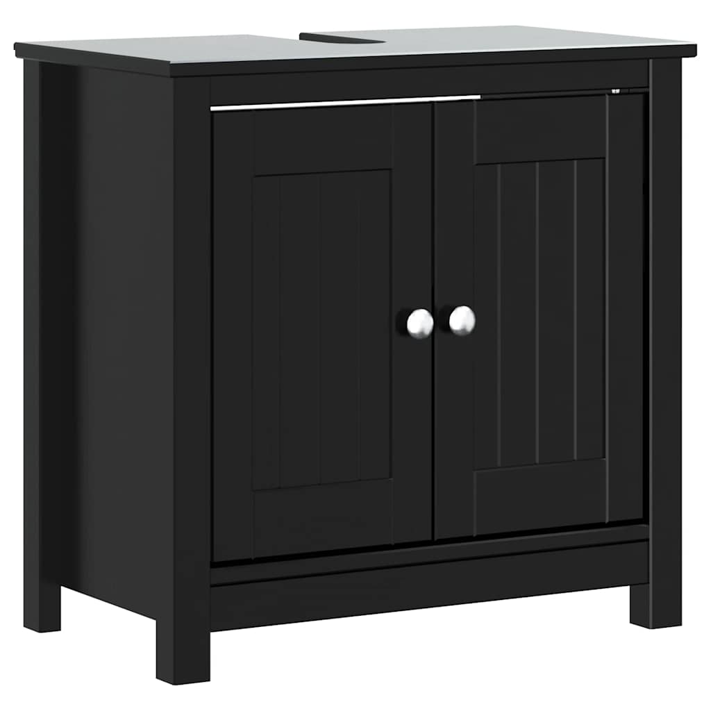 badeværelsesmøbelsæt i 4 dele BERG massivt fyrretræ sort