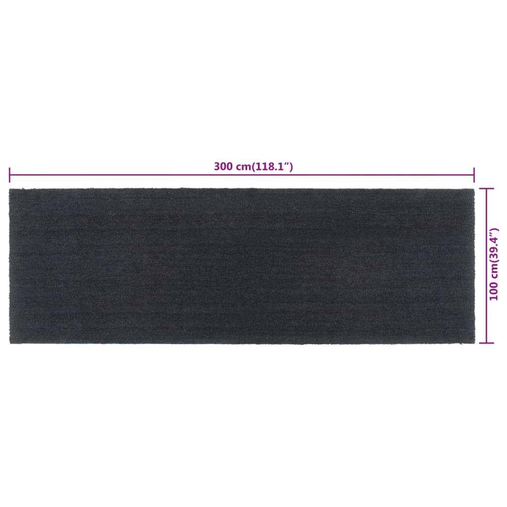 dørmåtte 100x300 cm tuftet coir mørkegrå