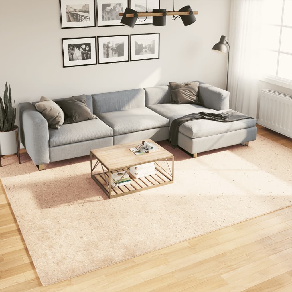 gulvtæppe HUARTE 240x340 cm kort luv og vaskbart beige