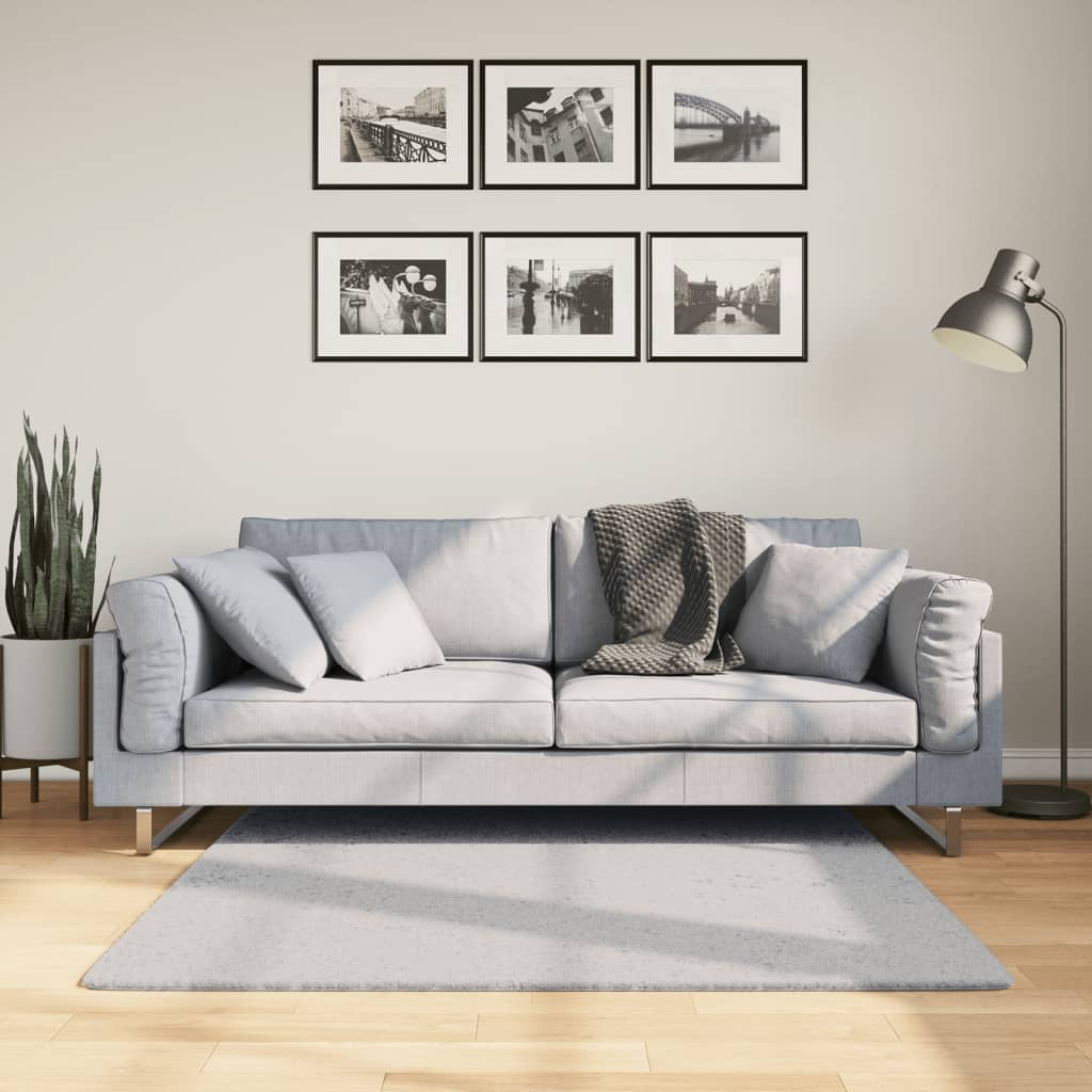 gulvtæppe HUARTE 120x120 cm kort luv og vaskbart grå
