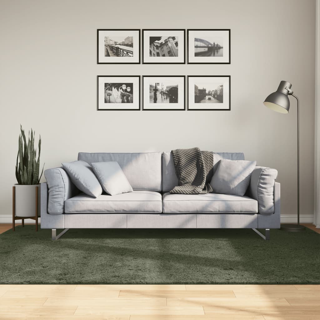 gulvtæppe HUARTE 160x230 cm kort luv og vaskbart skovgrøn