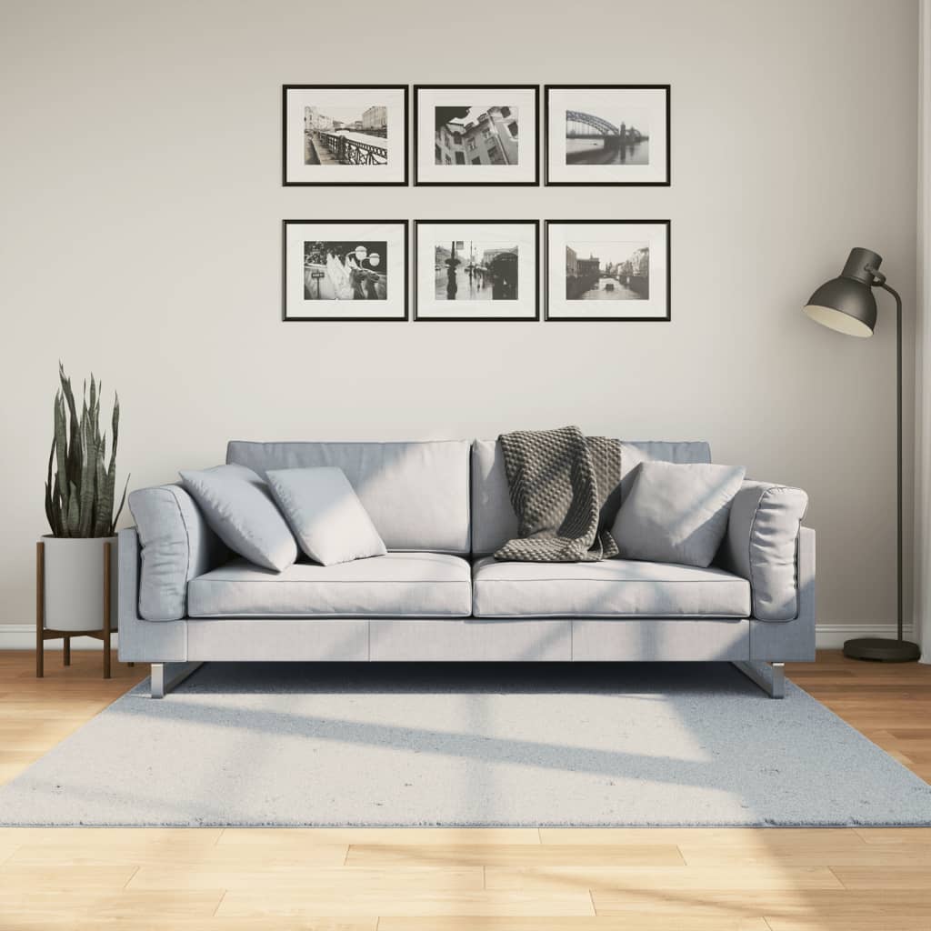 gulvtæppe HUARTE 160x160 cm kort luv og vaskbart blå billede