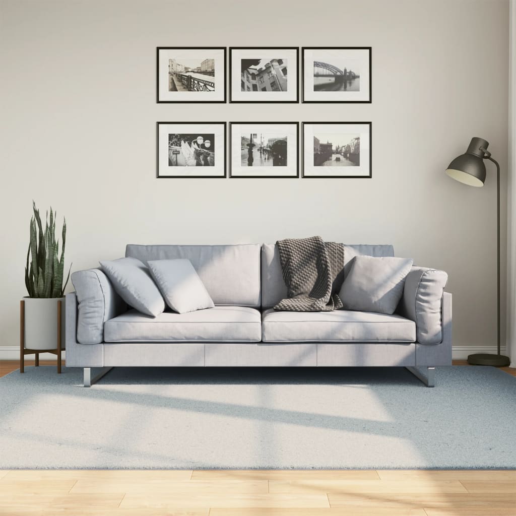 gulvtæppe HUARTE 160x230 cm kort luv og vaskbart blå billede