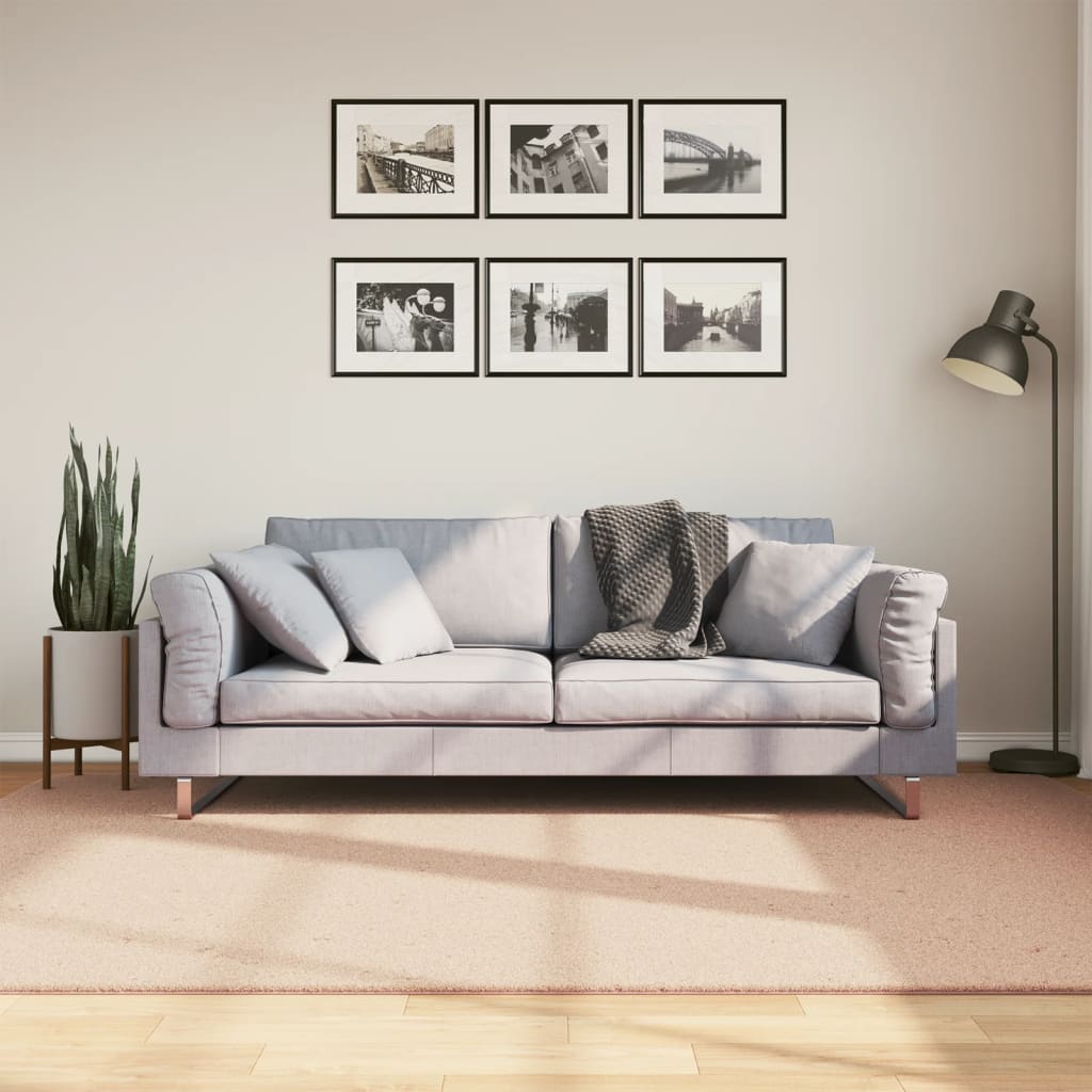 gulvtæppe HUARTE 160x230 cm kort luv og vaskbart rosa billede