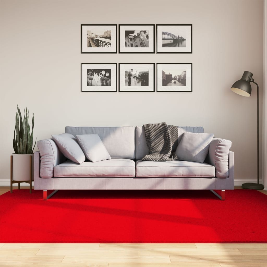 gulvtæppe HUARTE 160x230 cm kort luv og vaskbart rød billede
