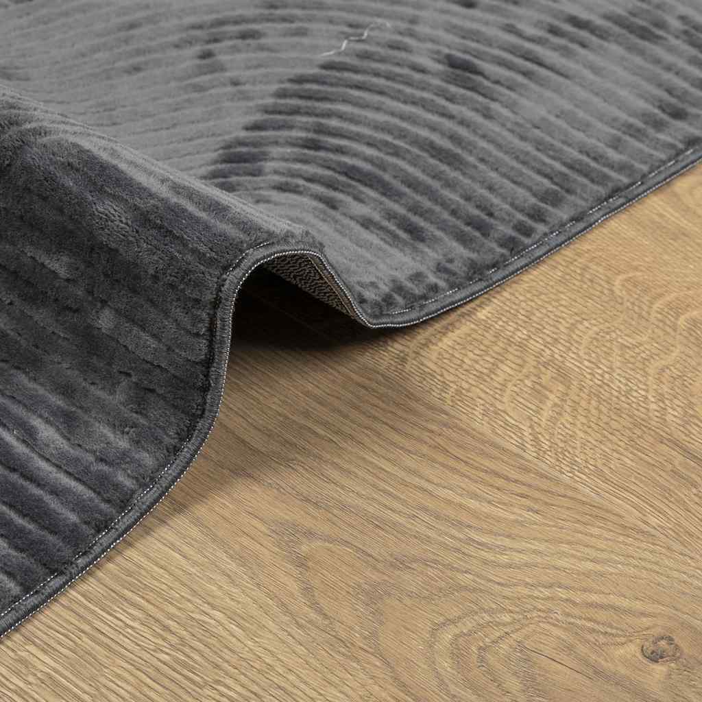gulvtæppe IZA 80x150 cm kort luv skandinavisk look antracitgrå