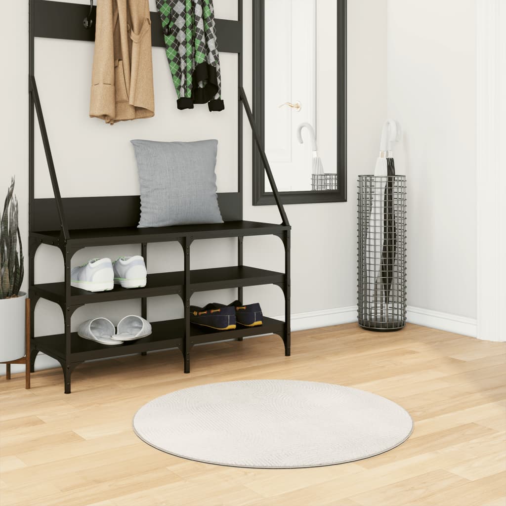 gulvtæppe IZA Ø 80 cm kort luv skandinavisk look cremefarvet billede