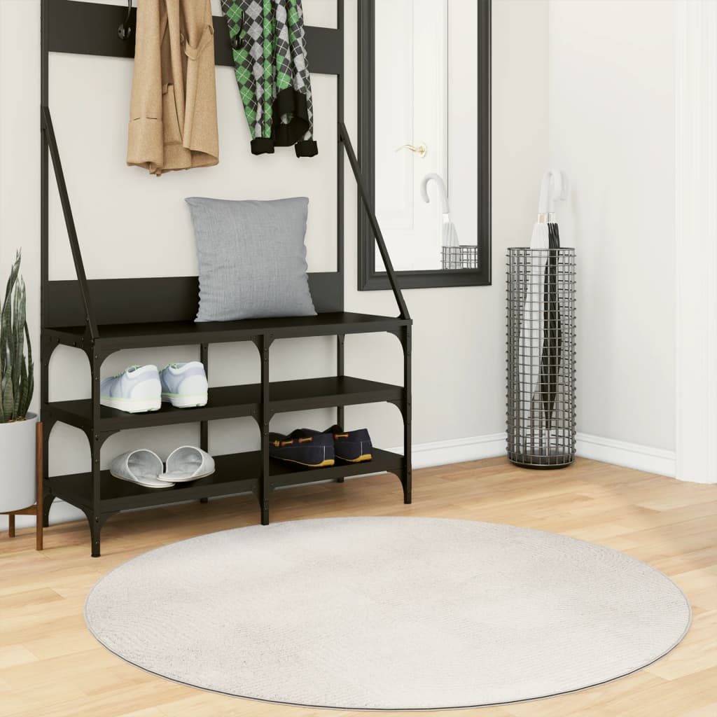 gulvtæppe IZA Ø 120 cm kort luv skandinavisk look cremefarvet billede