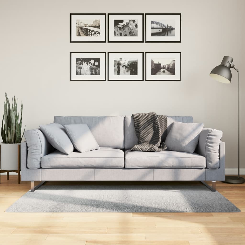 gulvtæppe IZA 80x150 cm kort luv skandinavisk look grå billede