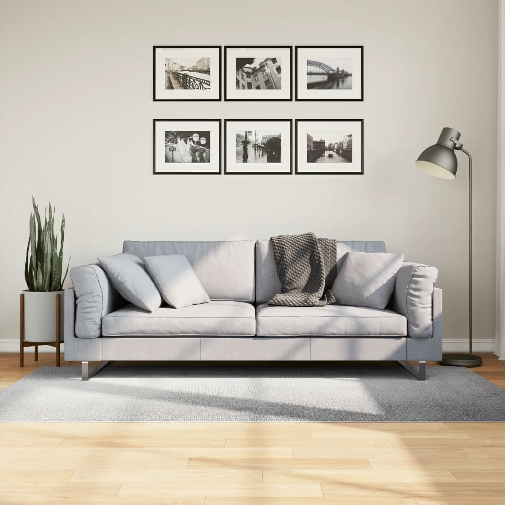 gulvtæppe IZA 100x200 cm kort luv skandinavisk look grå billede