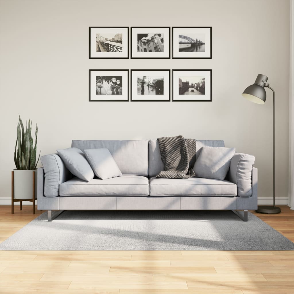 gulvtæppe IZA 120x170 cm kort luv skandinavisk look grå billede