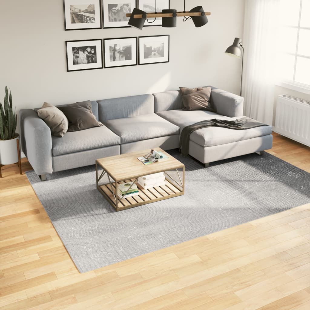 gulvtæppe IZA 200x280 cm kort luv skandinavisk look grå billede