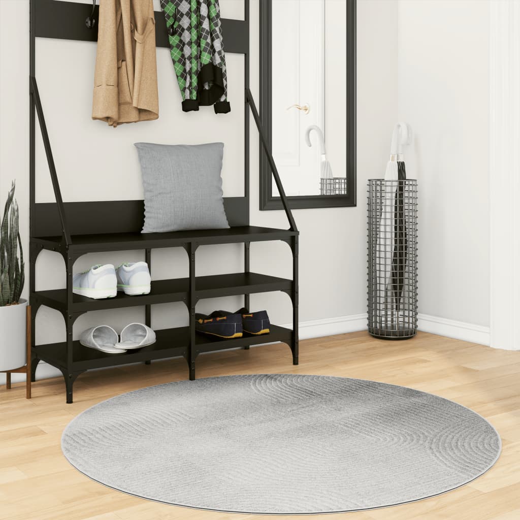 gulvtæppe IZA Ø 120 cm kort luv skandinavisk look grå billede